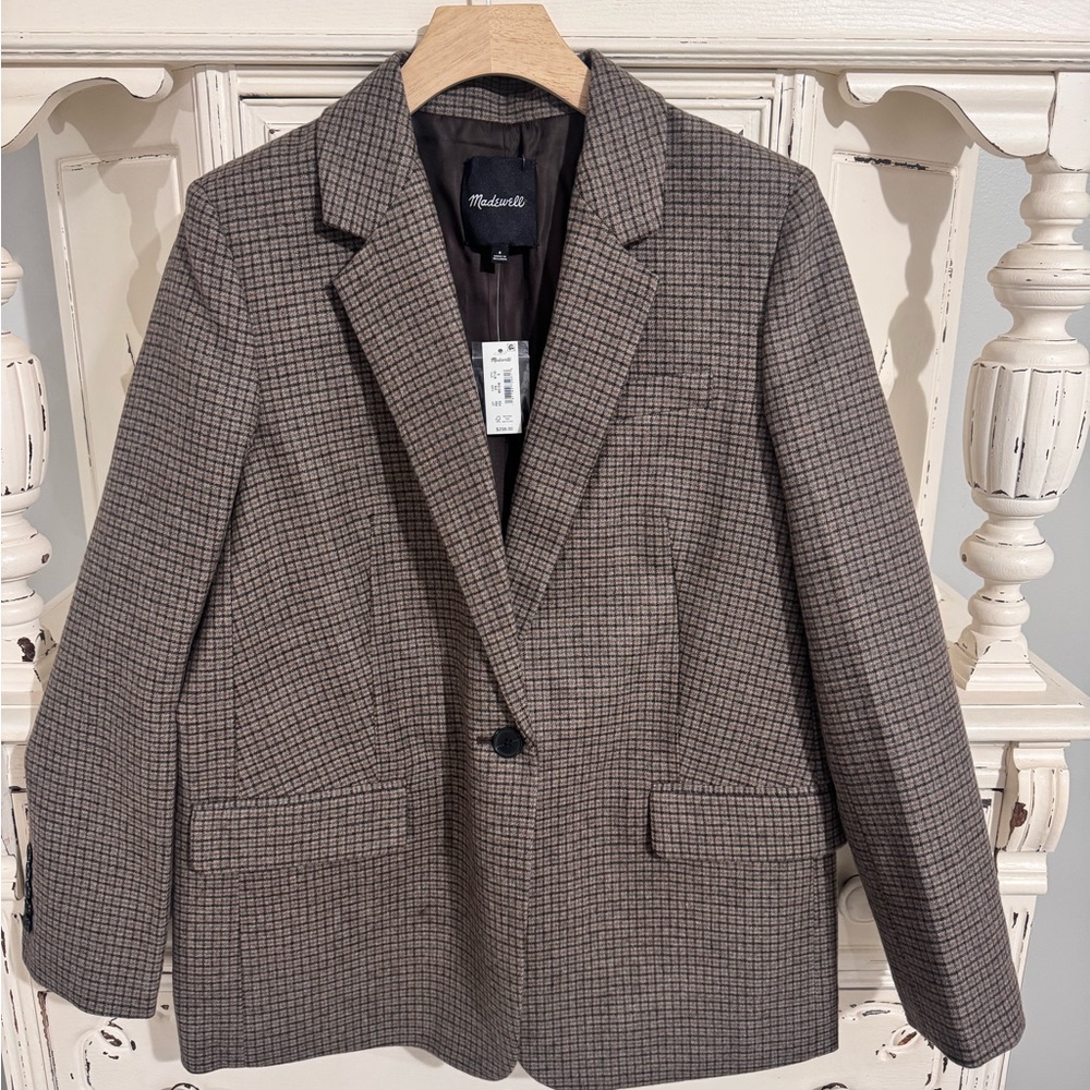 Madewell•Plaid Blazer•Size 8•NWT